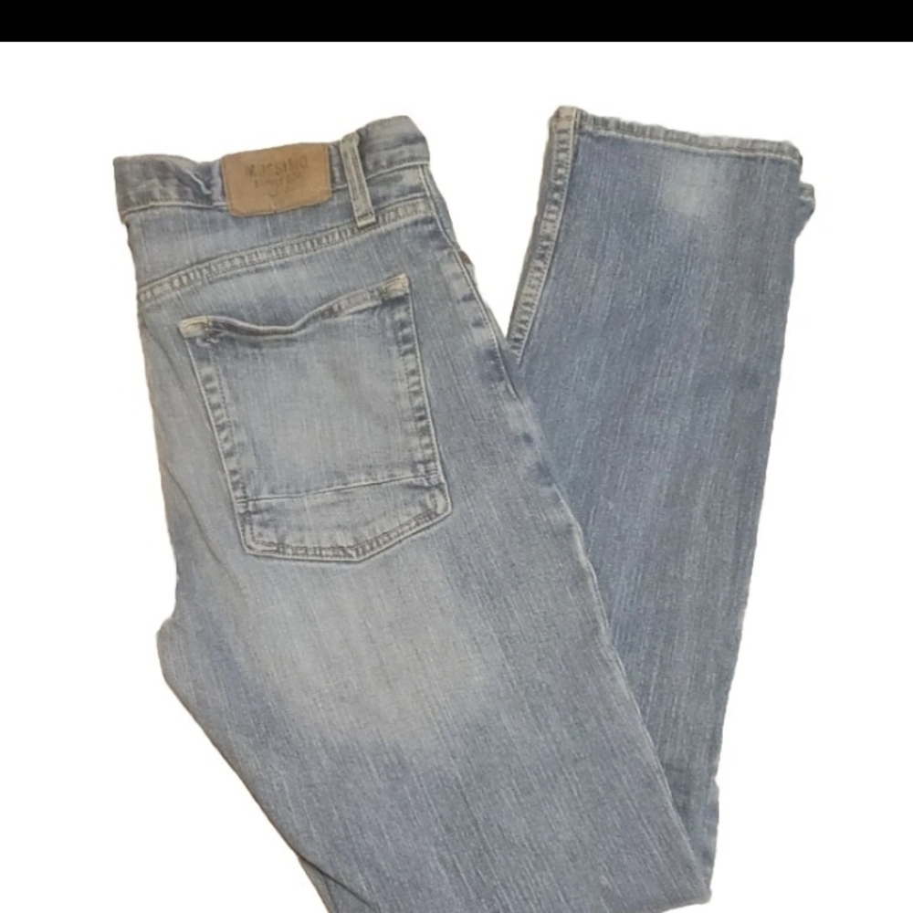 Mossimo Supply Co. Slim Fit Distress Light Wash Blue Denim Jeans Size 34×32